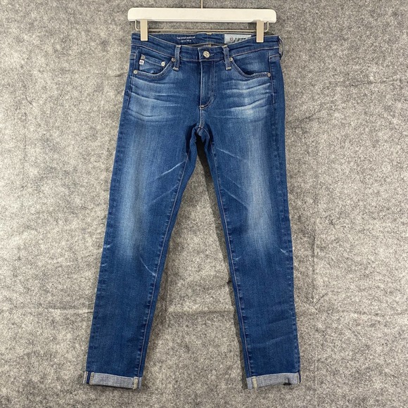 AG Adriano Goldschmied Jeans 26 Blue Denim Mid Rise Cigarette Cuffed - Picture 1 of 14